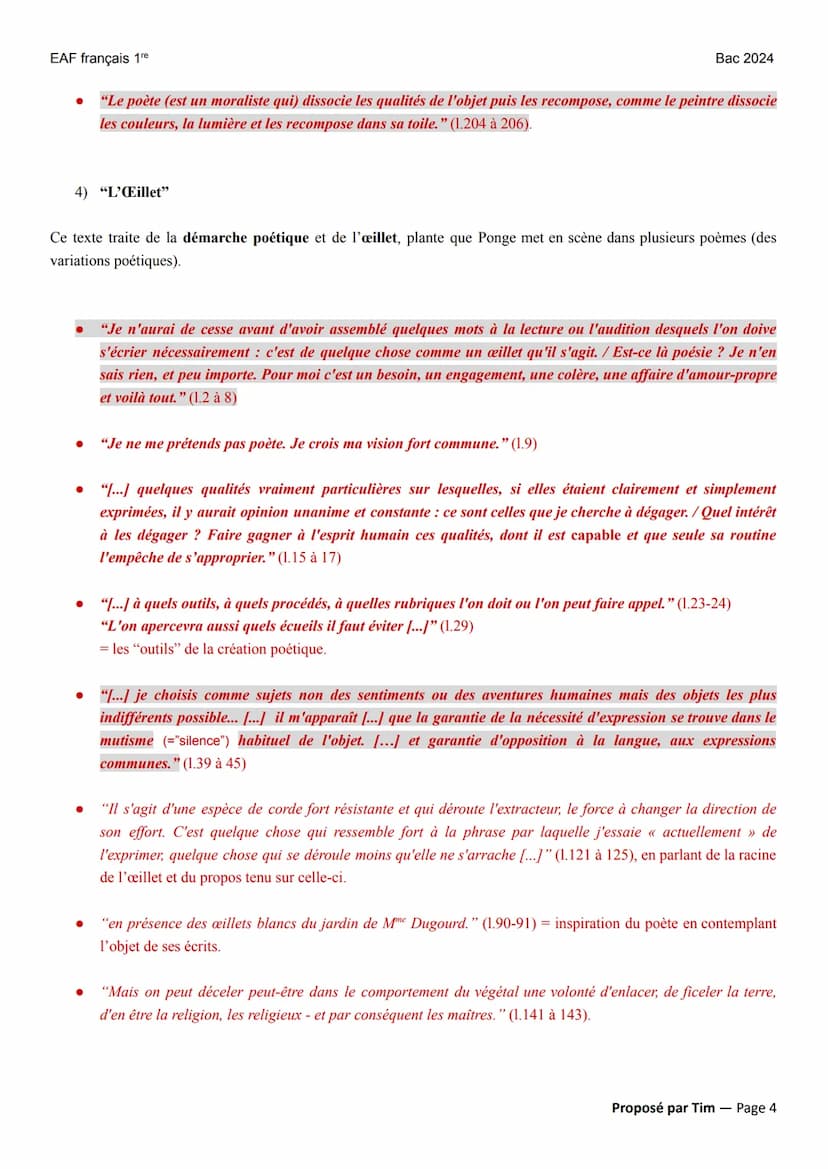 EAF français 1re
POÉSIE XIX au XXIⓇ
La Rage de l'expression (LRE) (1952) de Francis Ponge éditions Folio+ Lycée (2023)
Parcours : << dans l'