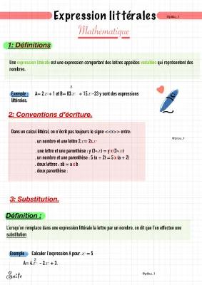 Know Expression littérale - Mathématique  thumbnail