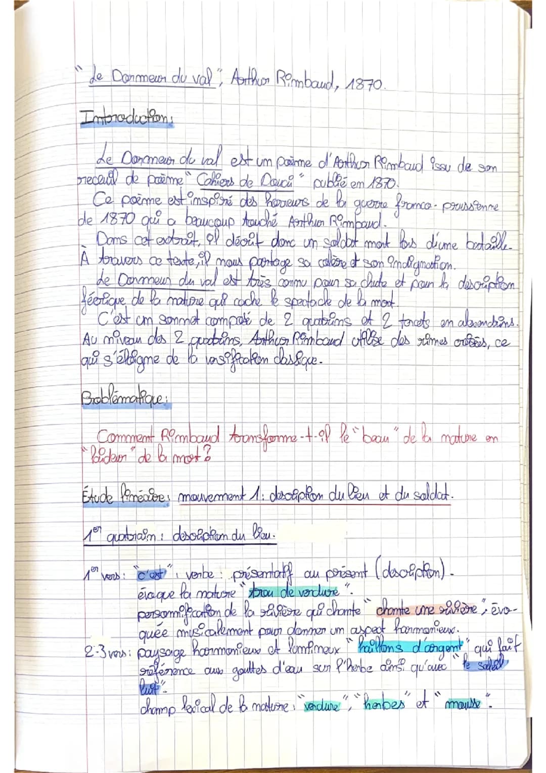 Le dormeur du val d’arthur rimbaud