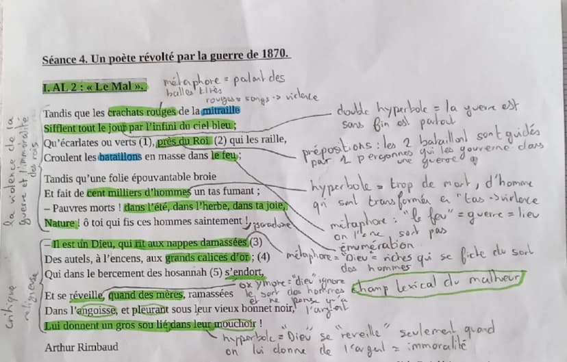 19eme
Teste fo
Le Mal
ro: • Rimbaud = jeune écrivain fugueur
L> Ze jeune poète est, en 1870 on
pleine
revote
contre le régime Napoléonien et