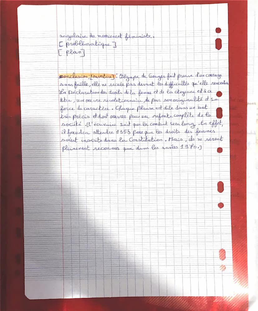 Dissertation
DDFC Olympe de Gouges
introduction.
des
tournant
accroche. Au coeur de la révolation française, dans un
historique, charge d'id