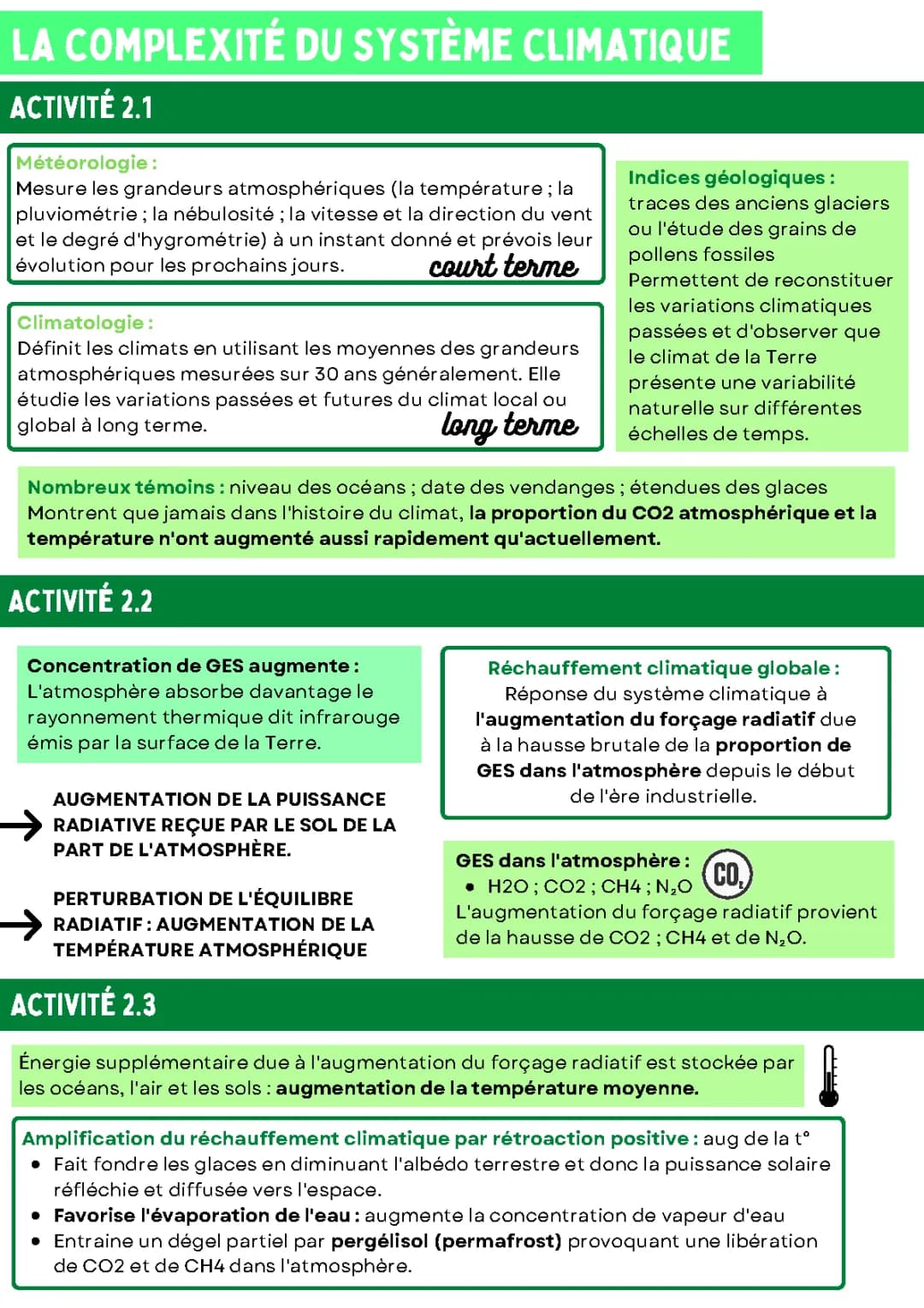 La Complexité du Système Climatique SVT - Exercices Corrigés, QCM, et PDF