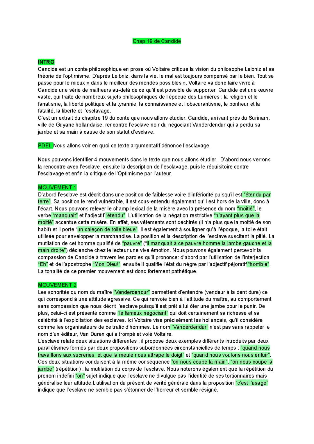 Candide Chapitre 19: Analyse Linéaire et Problématique