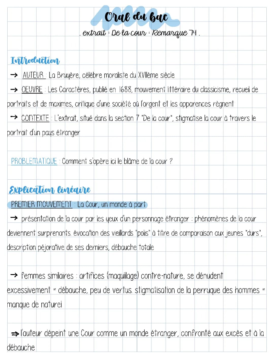 Résumé et Analyse de 'De la cour' de La Bruyère - Les Caractères PDF