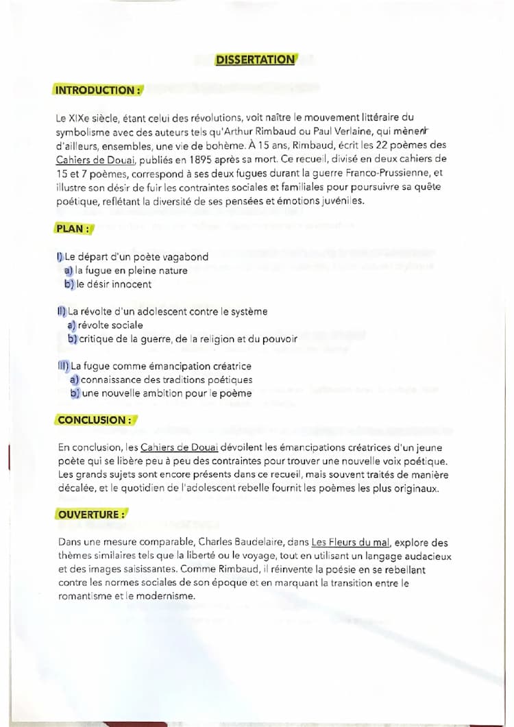 Know dissertation cahiers de douai rimbaud  thumbnail
