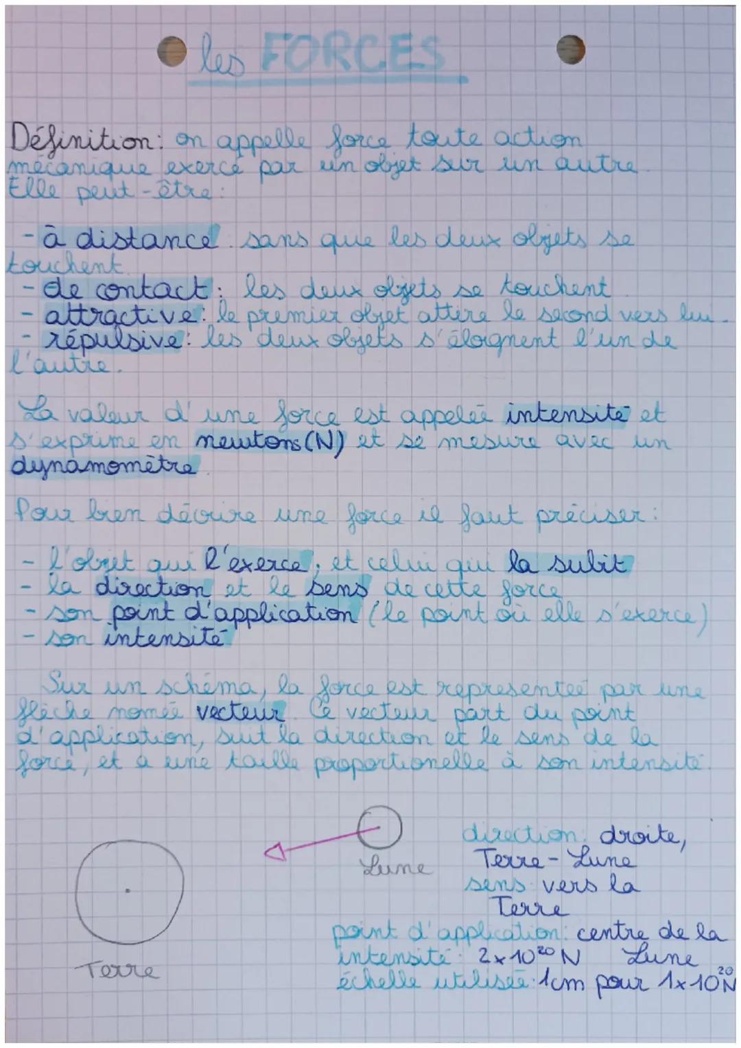 ● les FORCES
Définition: on appelle force toute action
mécanique exerce par un objet sur un autre.
Elle peut-être :
-à distance sans que les