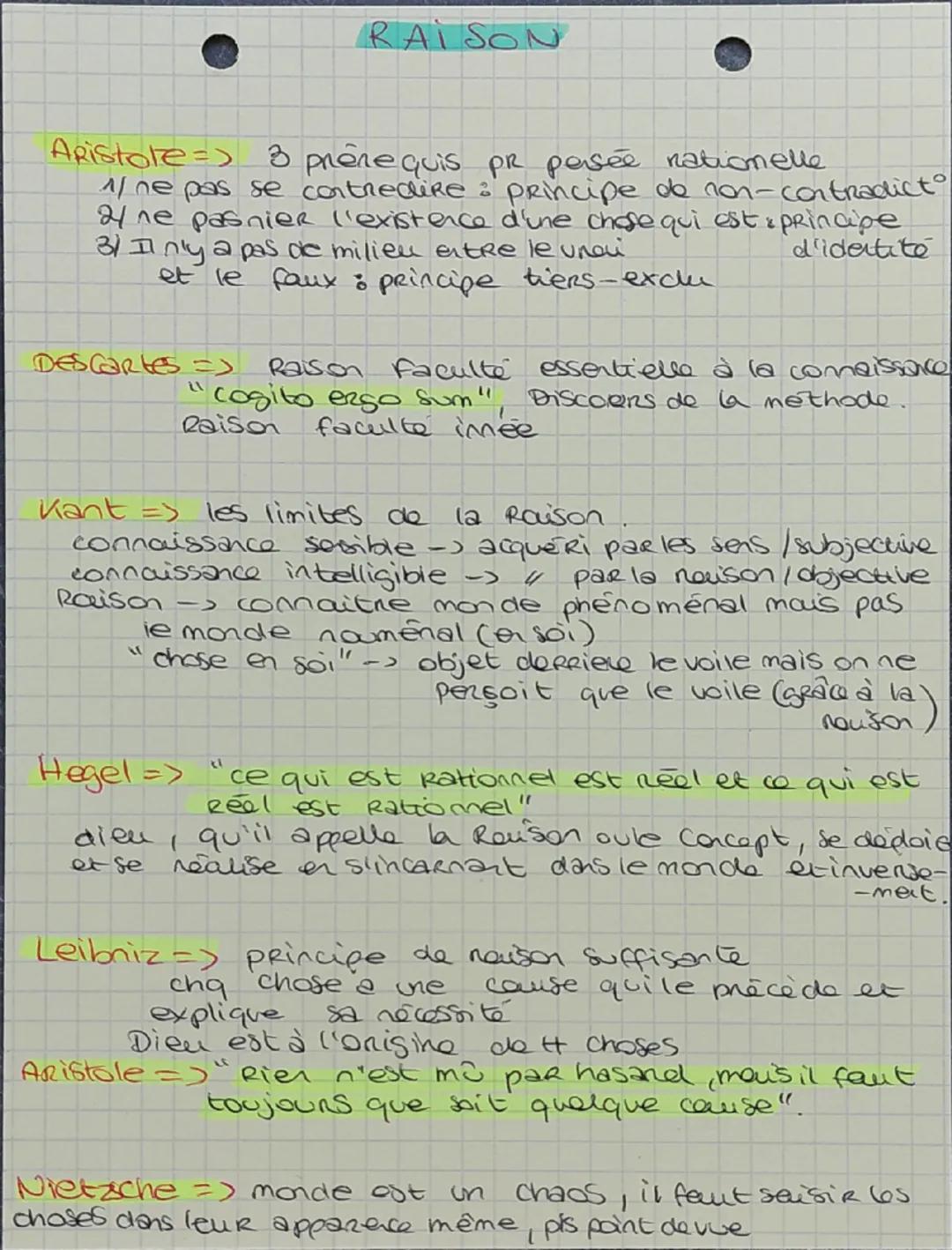 # RAISON

Aristote 3 prerequis pr persée nationelle
1/ ne pas se contredire : principe de non-contradict
24 ne pasnier l'existence d'une cho