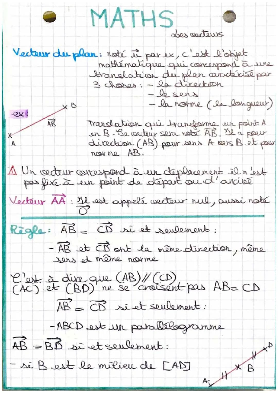 Cours complet sur les vecteurs - exercices corrigés PDF