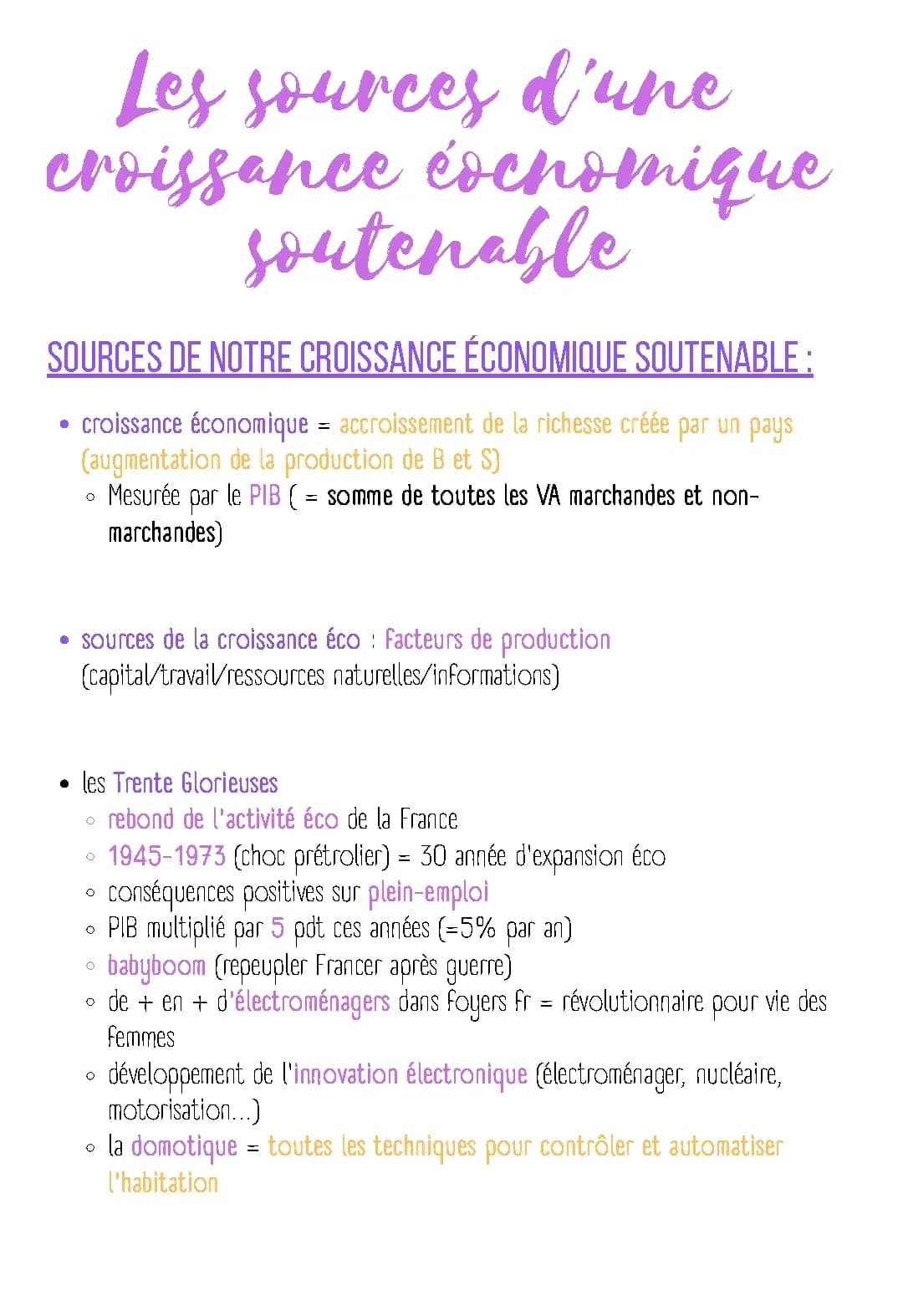 Les sources d'une croissance économique soutenable