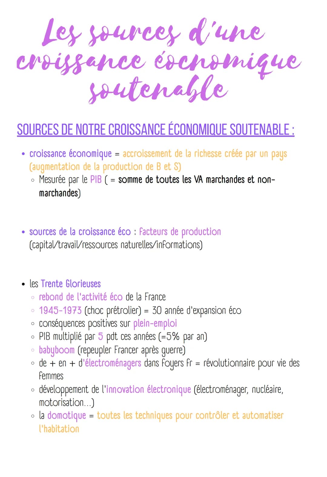 Les sources d'une
croissance cochomique
soutenable
SOURCES DE NOTRE CROISSANCE ÉCONOMIQUE SOUTENABLE:
croissance économique = accroissement 