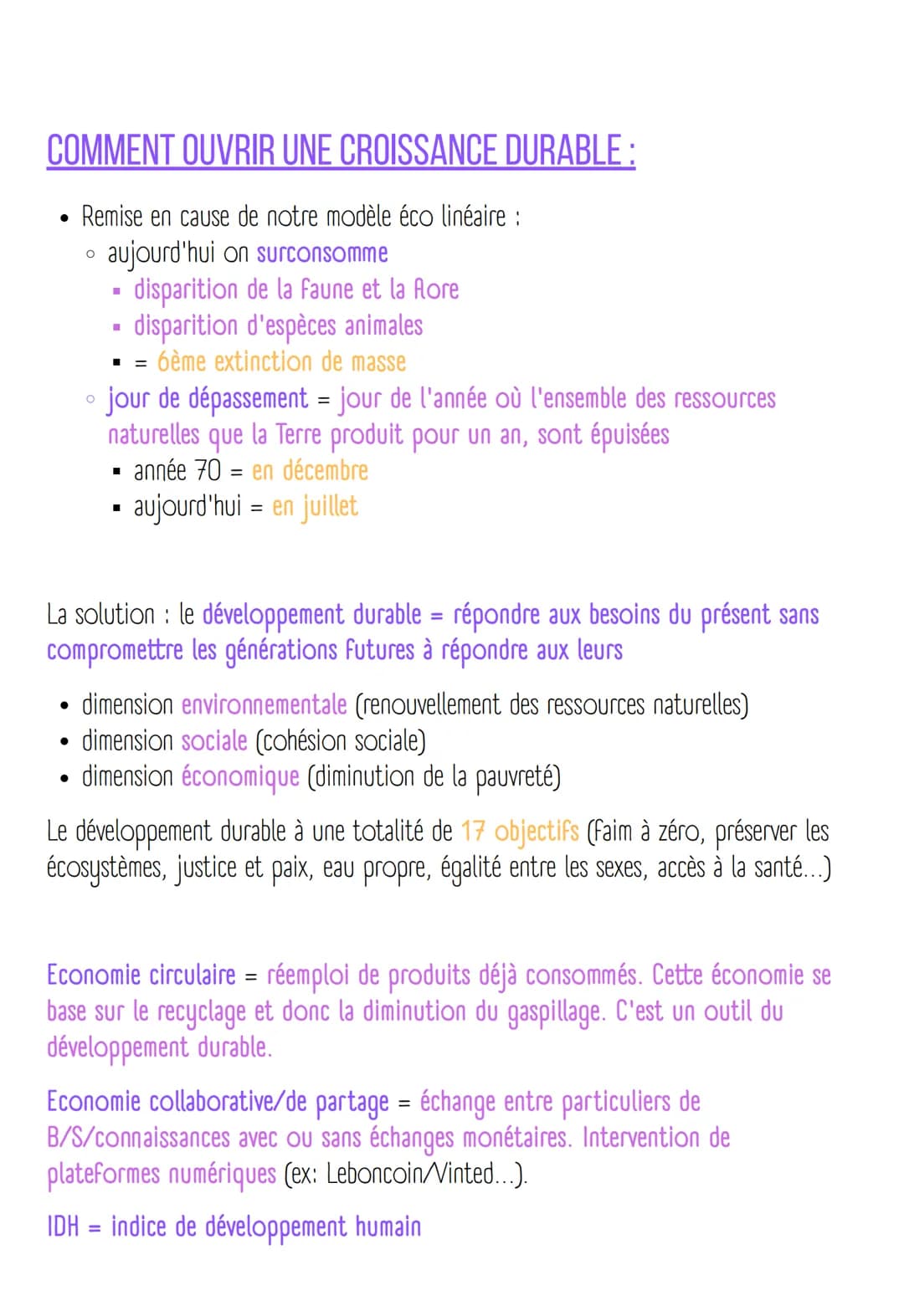 Les sources d'une
croissance cochomique
soutenable
SOURCES DE NOTRE CROISSANCE ÉCONOMIQUE SOUTENABLE:
croissance économique = accroissement 