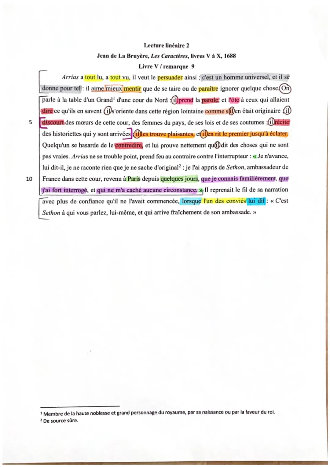 Man
TEXTE 2
Les caractères, J de la Bruyère
Livre V, rmq
I rapide tentat d'Arrias
ironique
II- Amal en action à la
table des grands (3-m)
ch