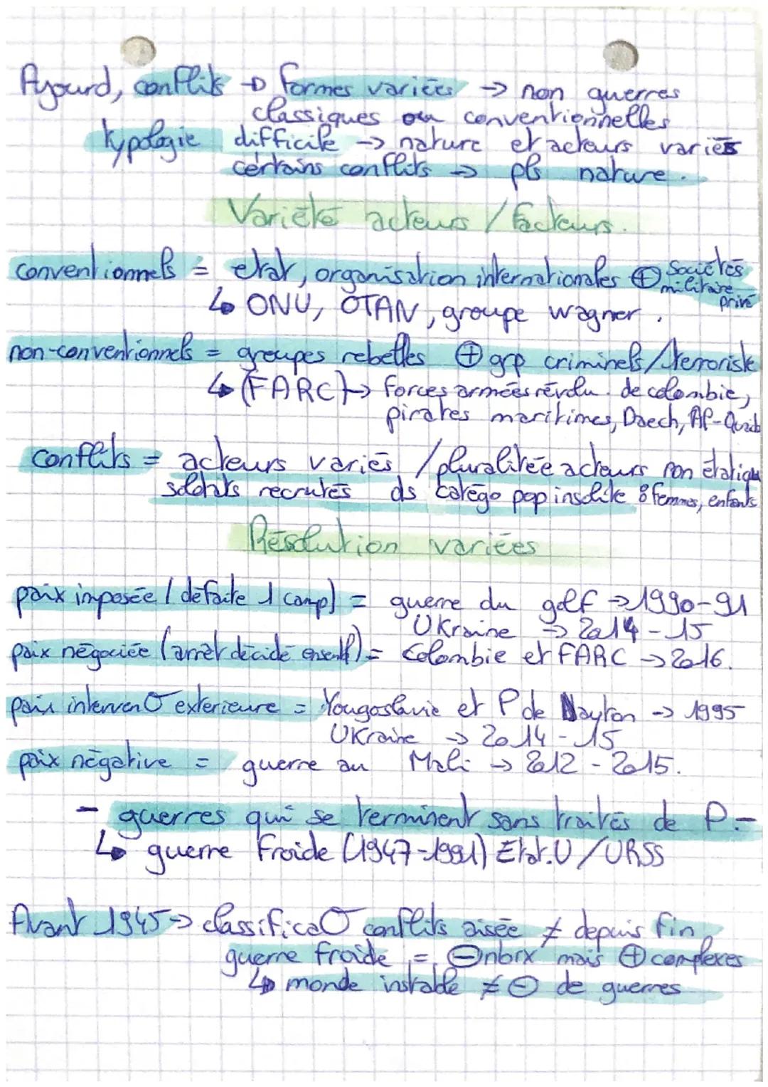 Theme 18 Guerre/paix
Axe 1
Intro:
Depuis 1991 guerre →→
de en nbox er meurtrières
pourtant dyr autant de conflits
Sentiment "retour de la qu