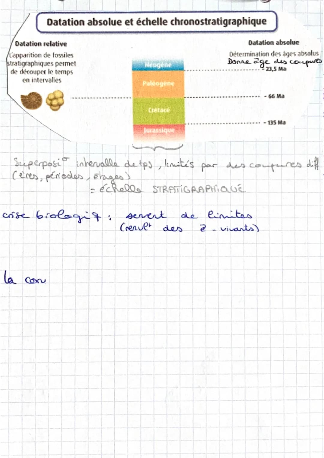 Principe de SUPERPOSITION
sediment se déposent horizontal
30 de déformation => strate + récente
ex coulée Cave.
+ Principe de CONTINUITÉ
în 