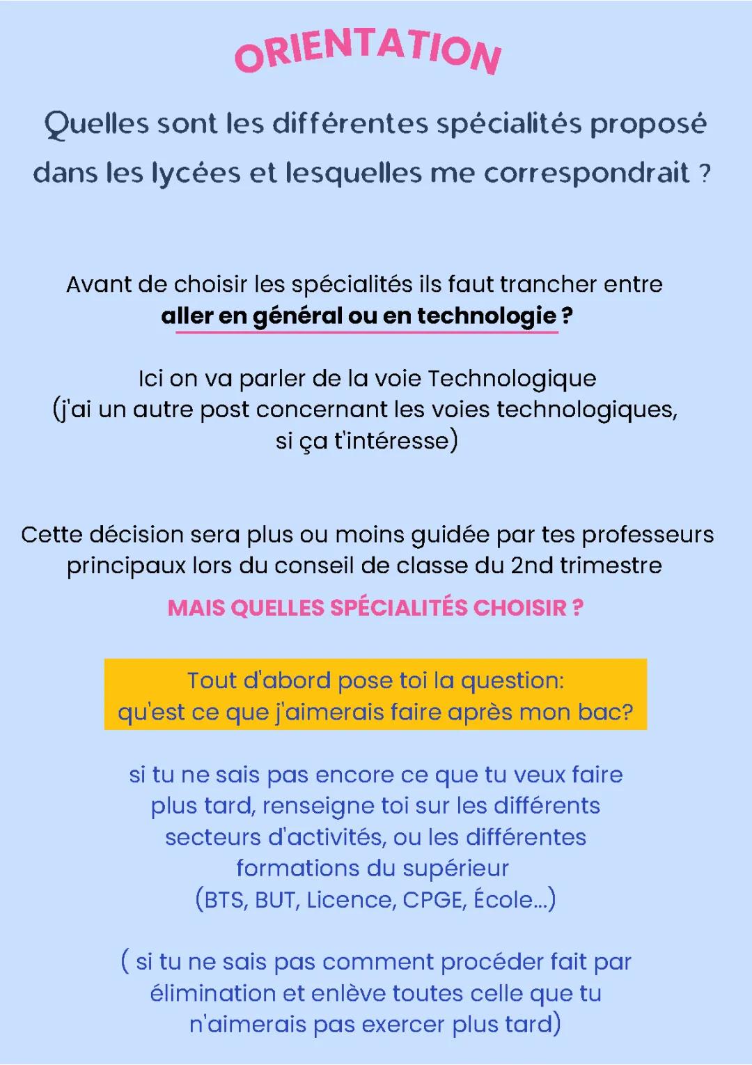 Quelles spécialités choisir en voie technologique ?