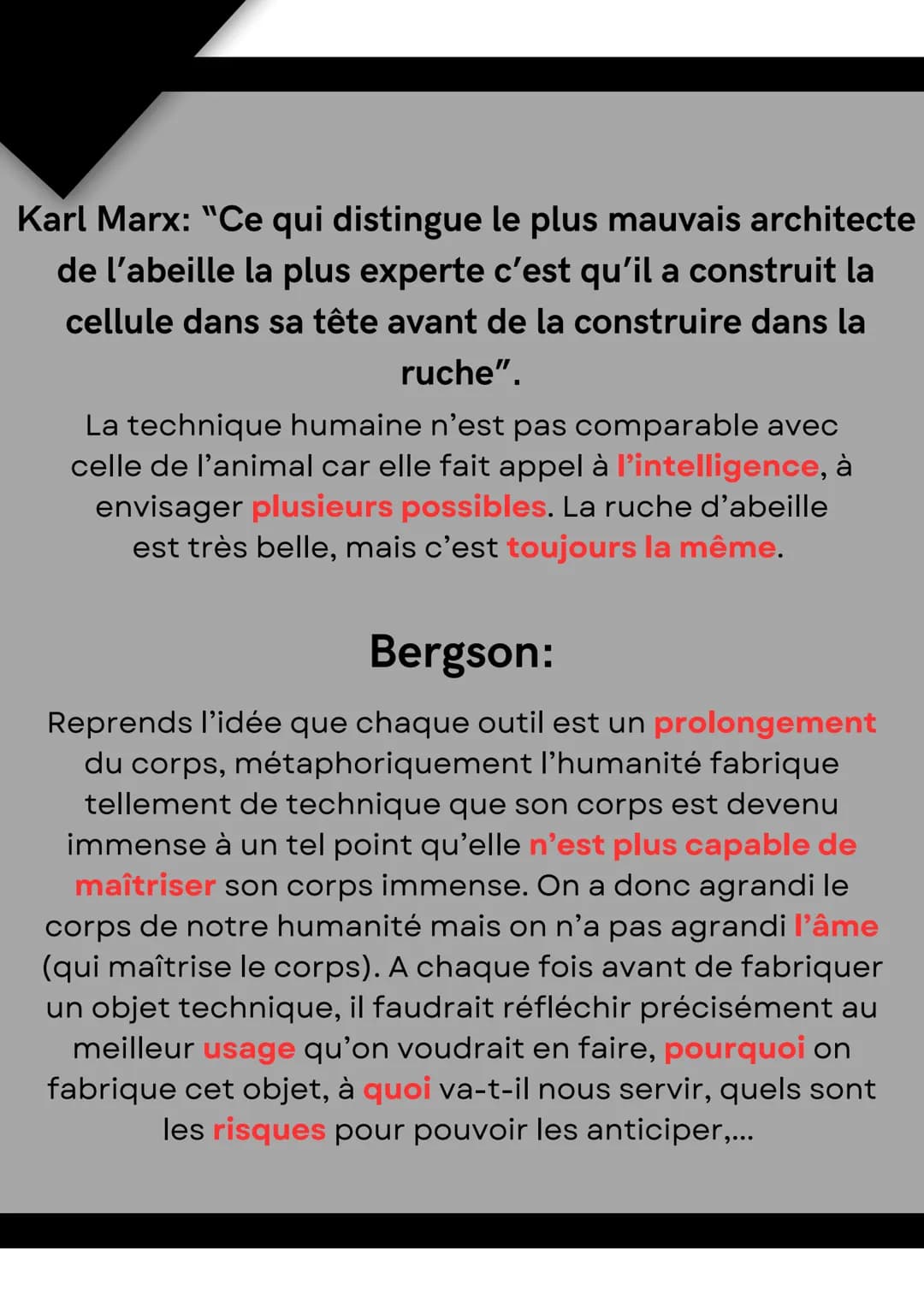 LA TECHNIQUE
Défintion:
Le savoir-faire et/ou l'ensemble de tous les objets
fabriqués par l'homme.
La technique chez l'humain va lui permett