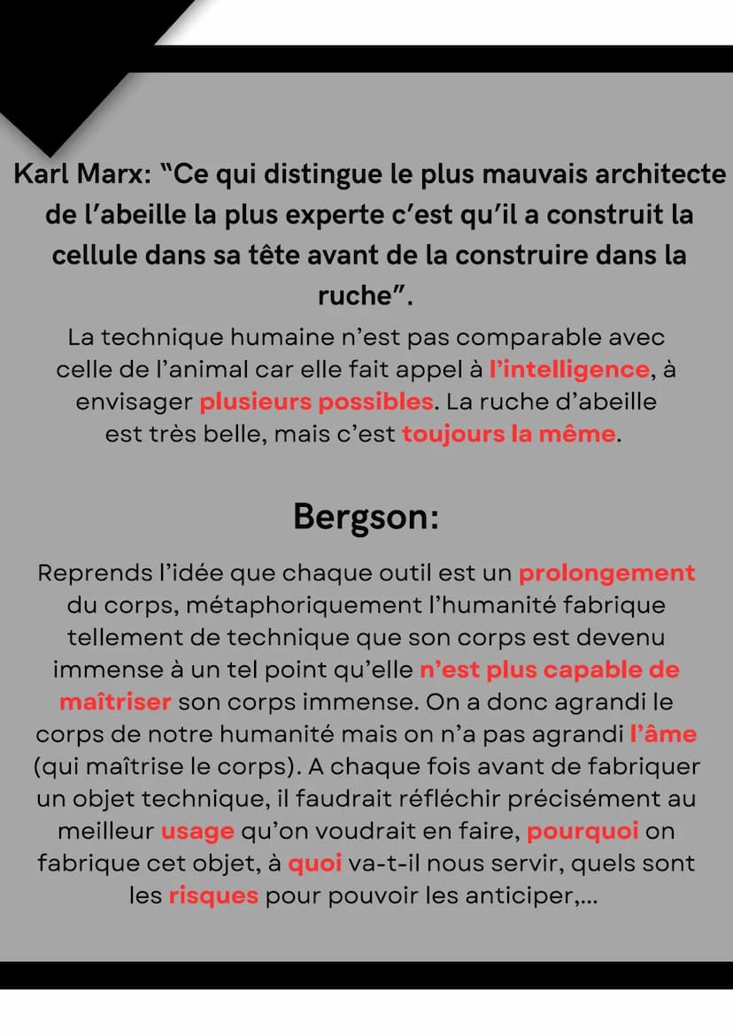 LA TECHNIQUE
Défintion:
Le savoir-faire et/ou l'ensemble de tous les objets
fabriqués par l'homme.
La technique chez l'humain va lui permett