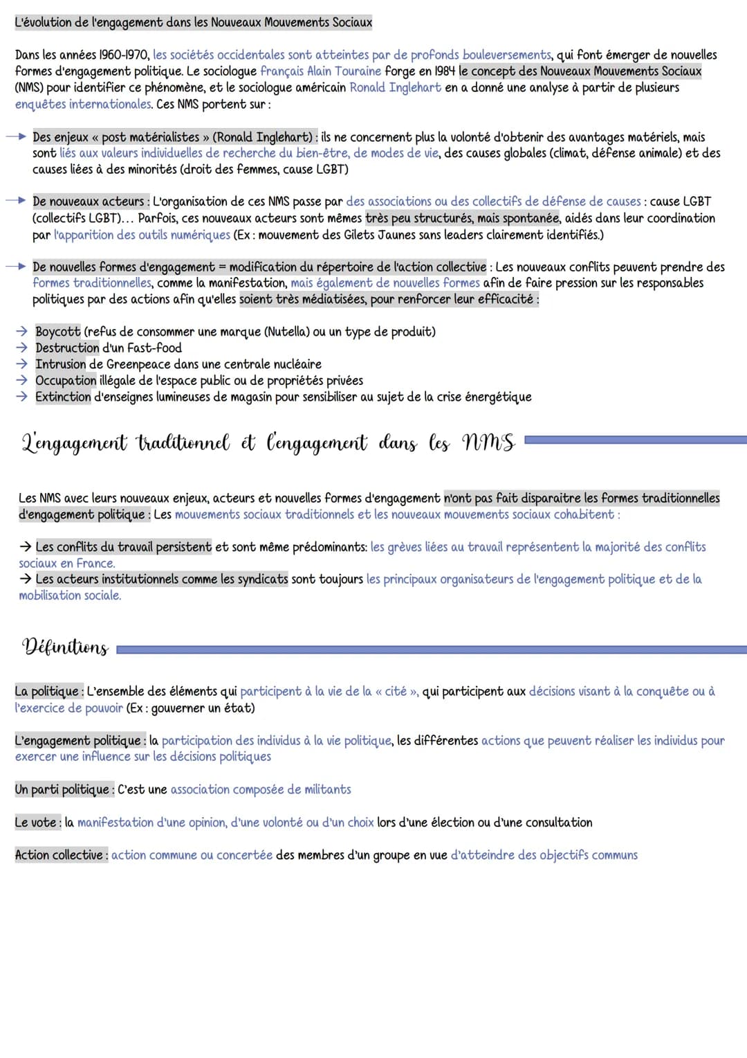 SES
Chapitre 6 Comment expliquer l'engagement politique dans les sociétés démocratiques ?
:
Qa diversité des formes d'engagement politique
→