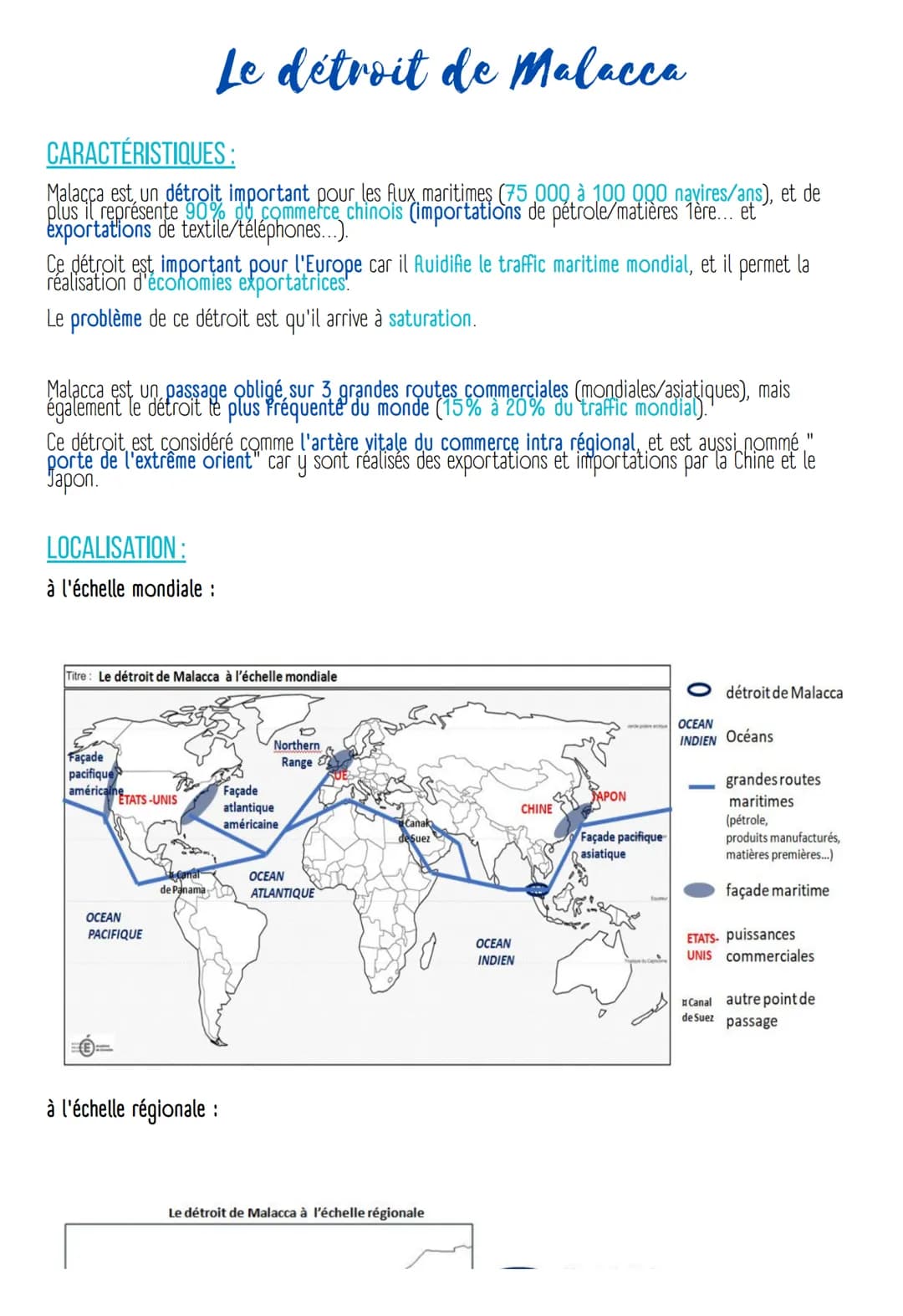 CARACTÉRISTIQUES:
Malacca est, un détroit important pour les flux maritimes (75 000 à 100 000 navires/ans), et de
plus il représente 90% du 