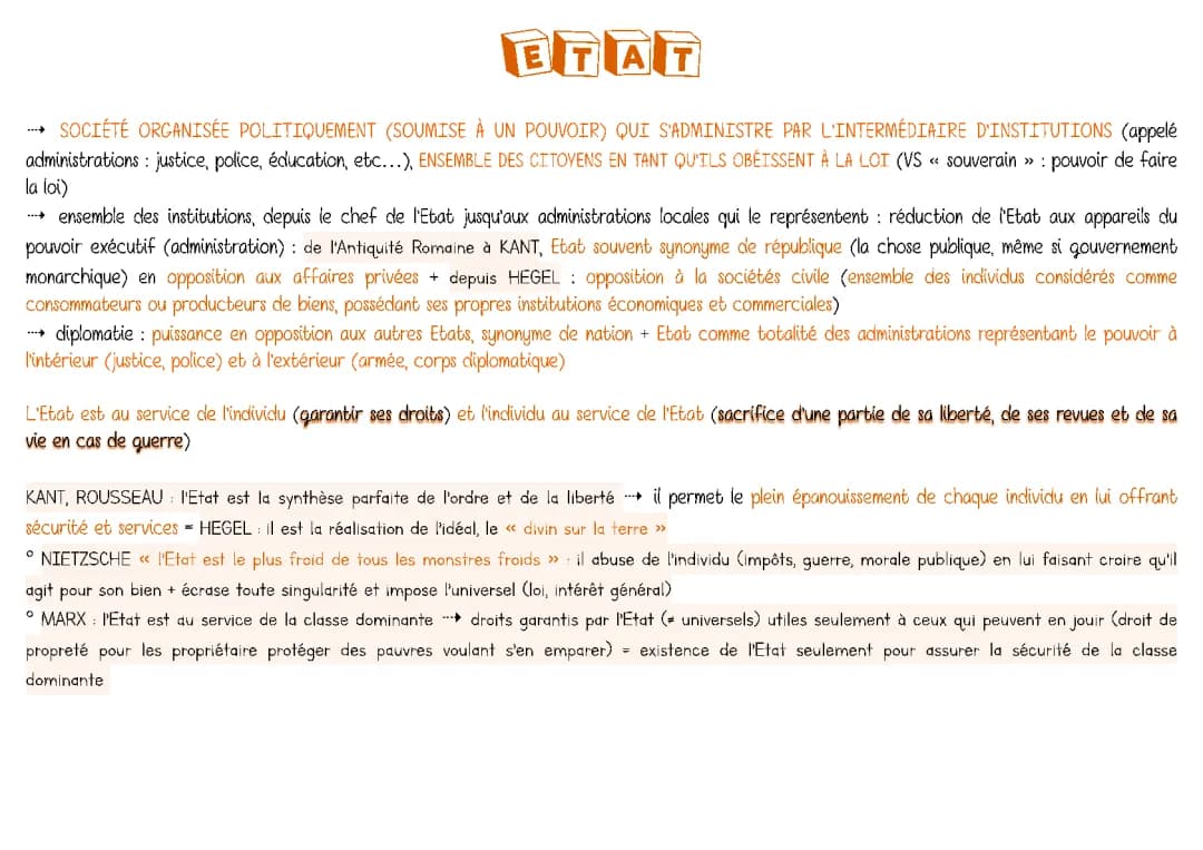 La société et l'Etat - Philosophie Terminale: Citations et Dissertations