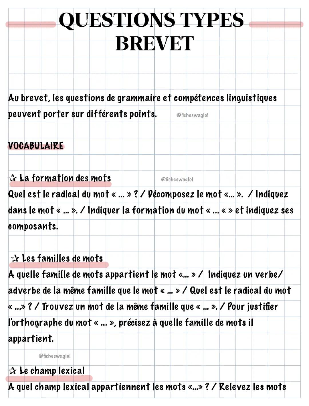 Quiz et Exercice Brevet Français et Maths: Fiches de Révision et Corrigés PDF