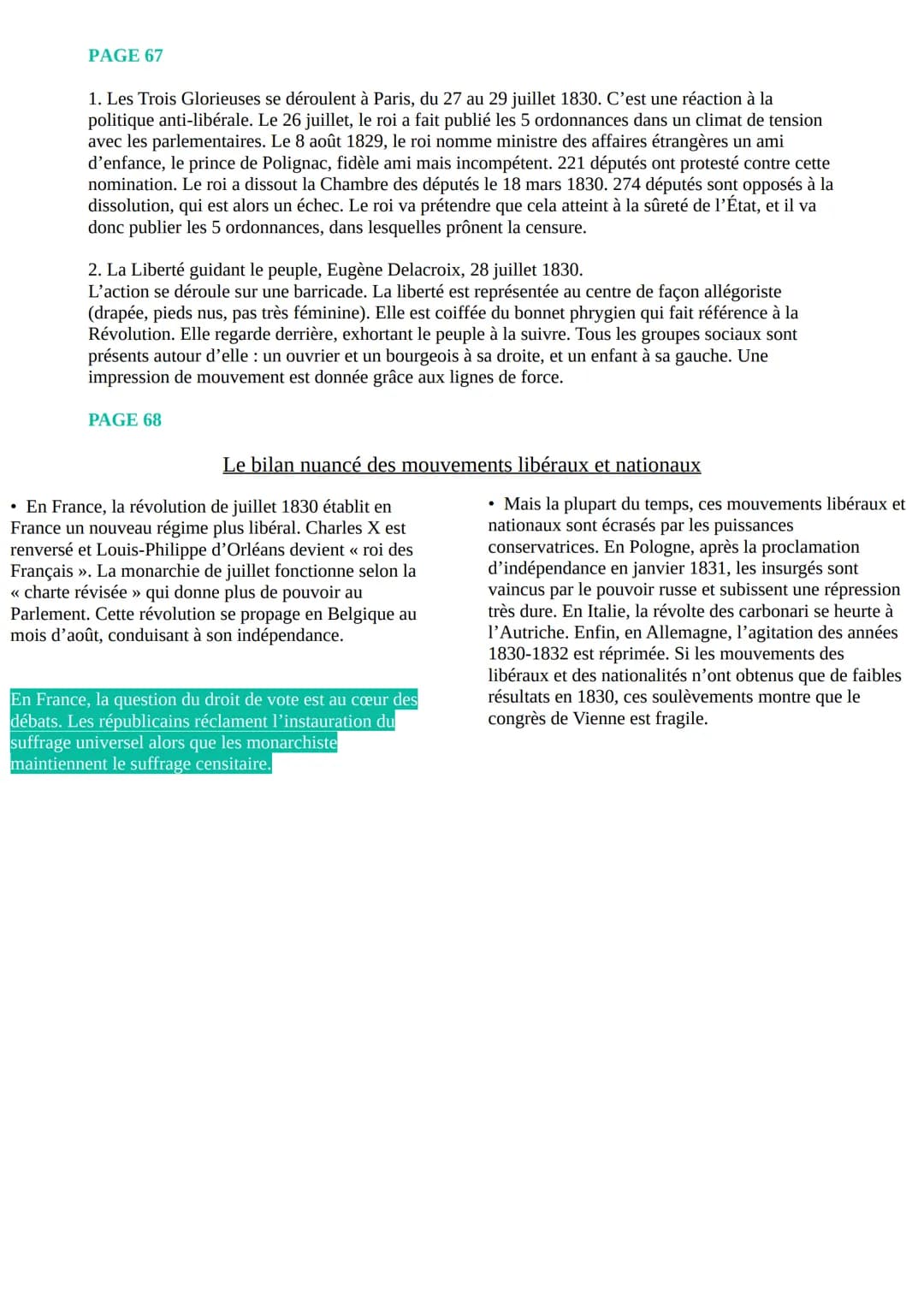 -Résistance des idées révolutionnaires (références à la liberté et à la Constitution)
-Mais une réaffirmation de l'ordre monarchique traditi