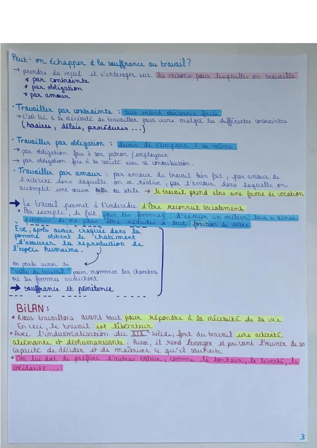 Le travail :
Etymologiquement:
→ provient du latin :
tri palium
que désigne un instrument
de torture
⇒appréciation mégative
Donc Qie à quelq