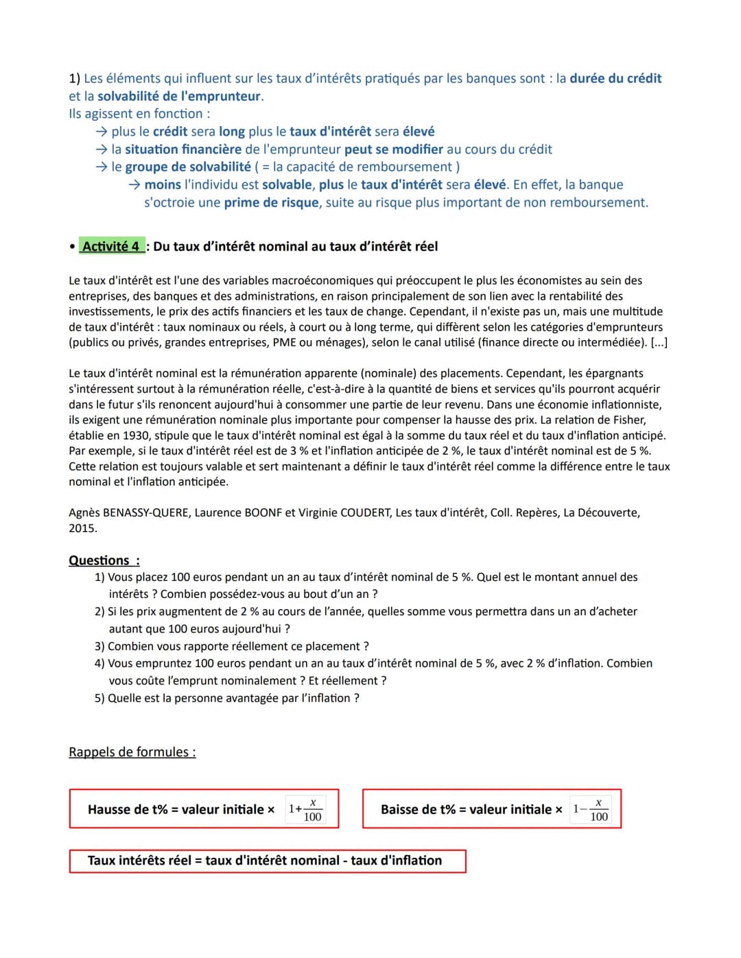 Chapitre 6 - Comment les agents économiques se financent-ils?
Introduction : Découvrir les notions introductrices au chapitre
Activité 1 : U