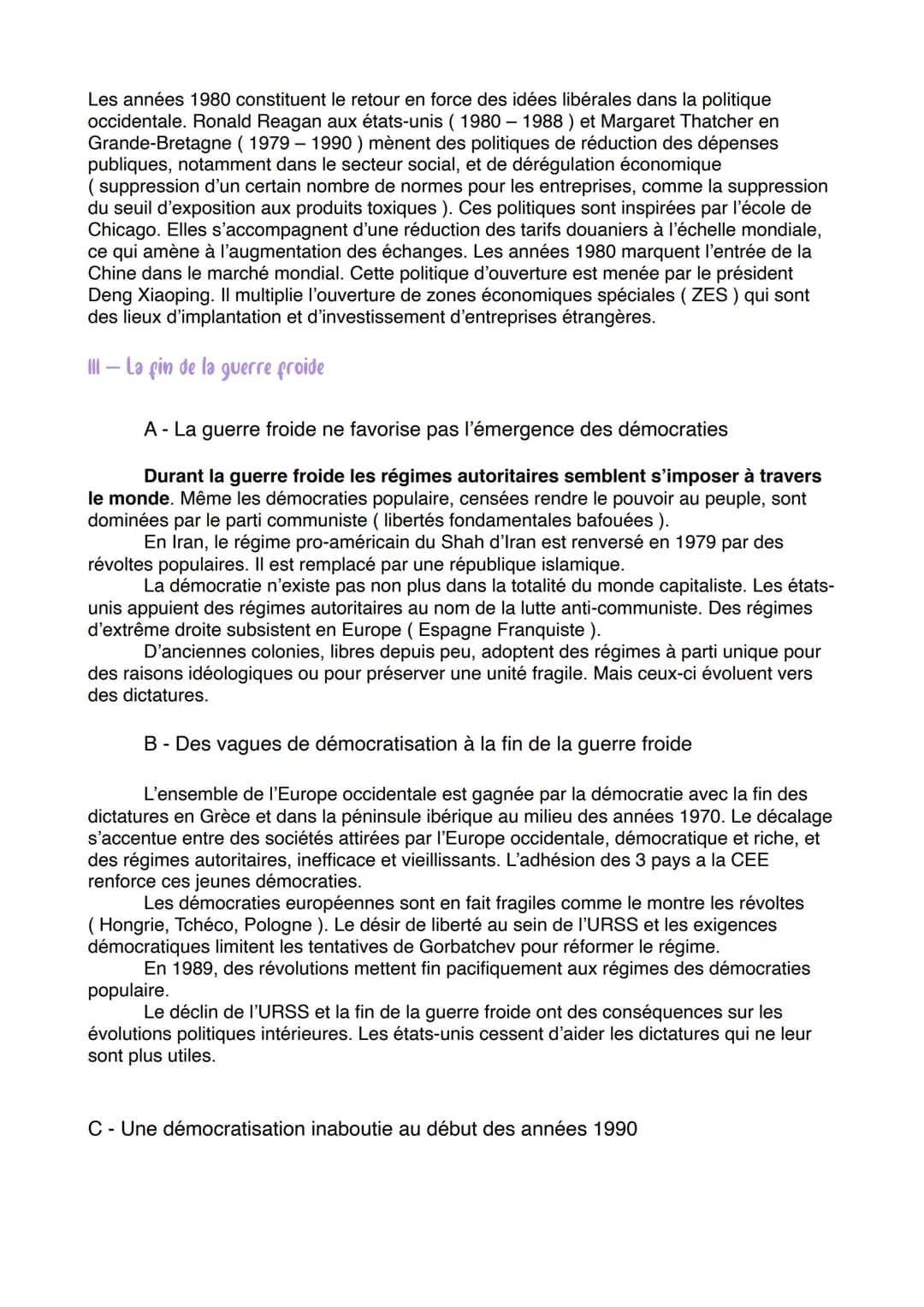 LA MODIFICATION DES GRANDS ÉQUILIBRES ÉCONOMIQUES ET POLITIQUES MONDIAUX
1-La fin des 30 glorieuses
L'année 1973 marque la fin des trente gl