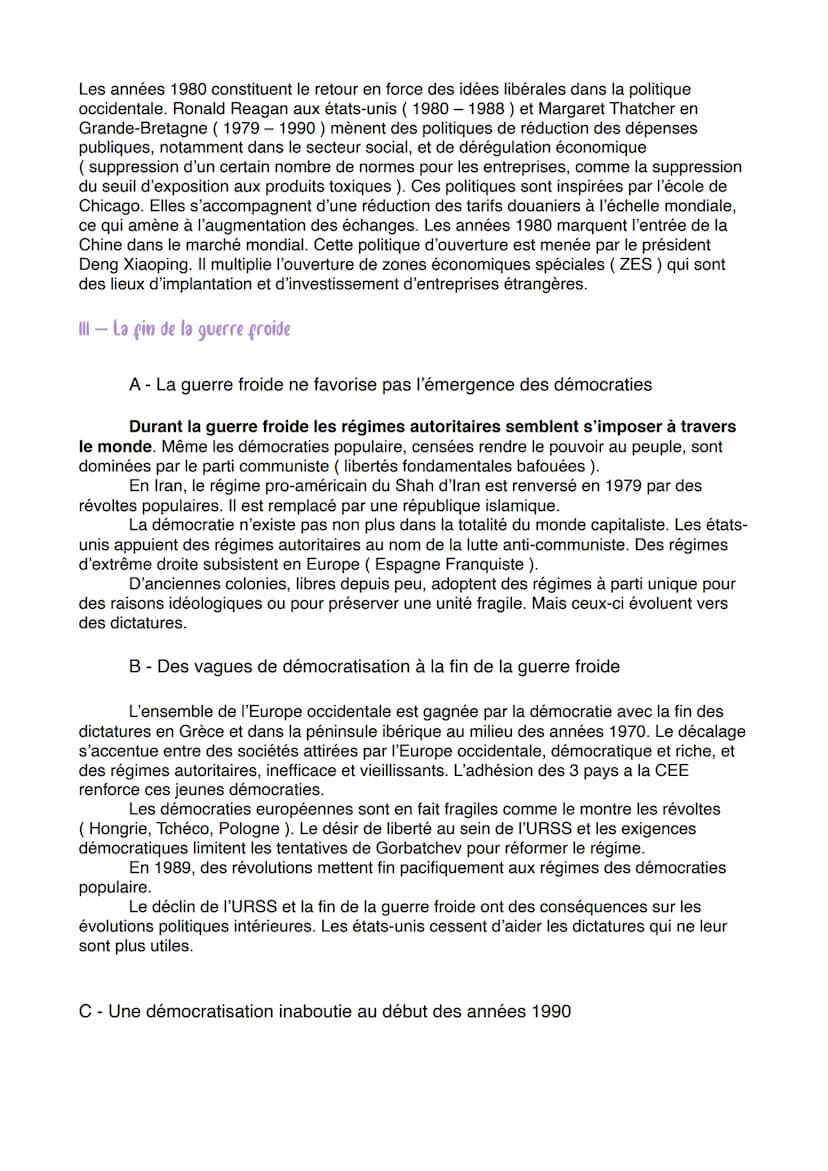 LA MODIFICATION DES GRANDS ÉQUILIBRES ÉCONOMIQUES ET POLITIQUES MONDIAUX
1-La fin des 30 glorieuses
L'année 1973 marque la fin des trente gl