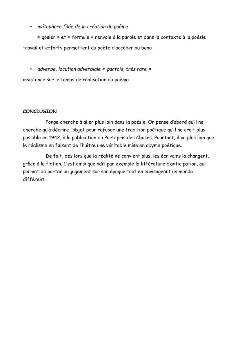 INTRODUCTION
L'huître de Francis Ponge est un poème en prose issu du recueil Le Parti pris des
choses publié en 1942. Chaque poème de ce rec
