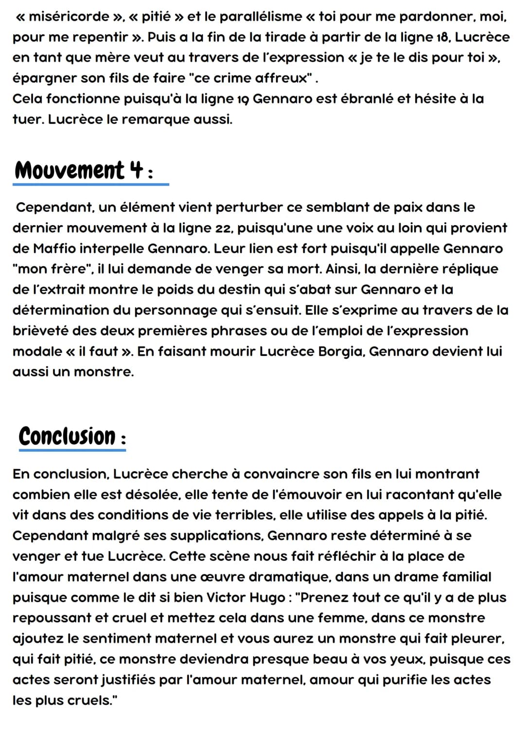 Lucrèce Borgia
Acte 3, Scène 3
Introduction :
Le texte que nous allons étudier aujourd'hui est un extrait de la pièce de
théâtre "Lucrèce Bo