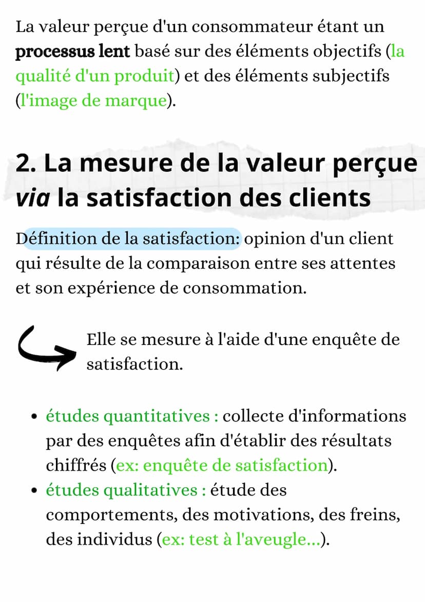 Sciences de Gestion et du
Numérique
La valeur perçue 1. La notion de valeur perçue
Définition de la valeur
perçue: valeur
un bien ou un serv