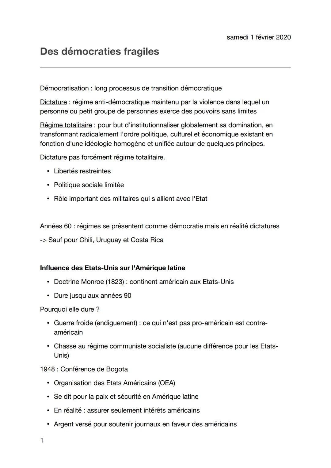 Des démocraties fragiles
Démocratisation : long processus de transition démocratique
Dictature: régime anti-démocratique maintenu par la vio