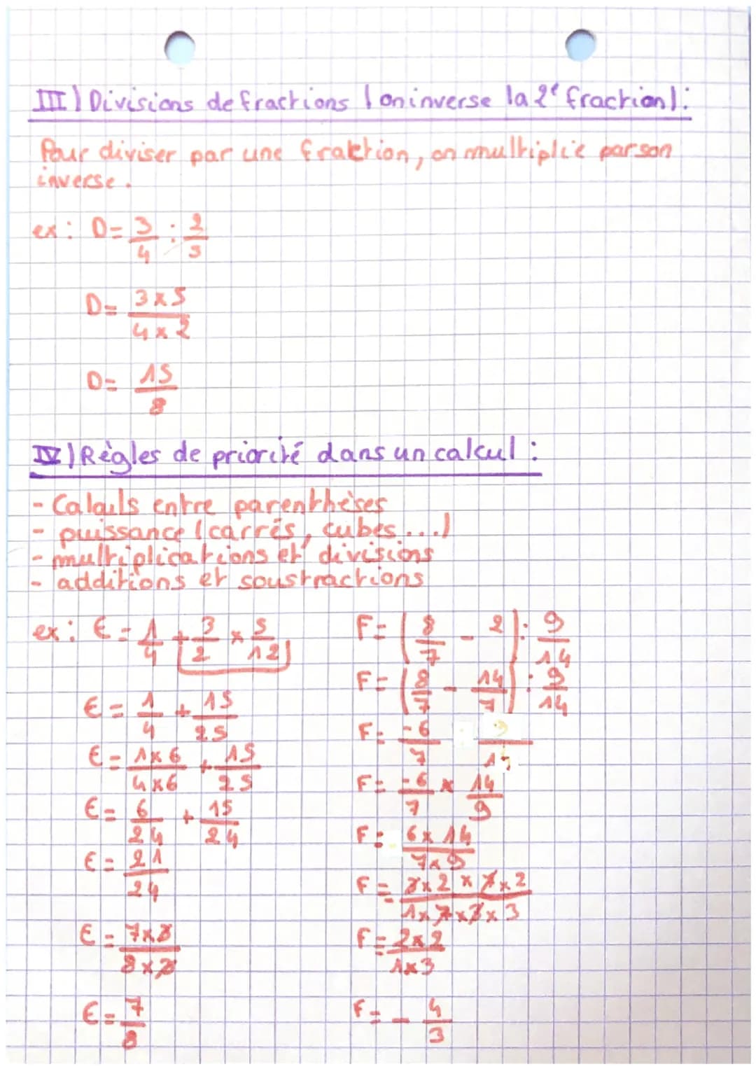 Chap 1 Chs •
maths
Calculer avec des nors rationnels :
I Additioner soustraction de fractions Imênne de sammi-
na keur t:
Pour additionner o