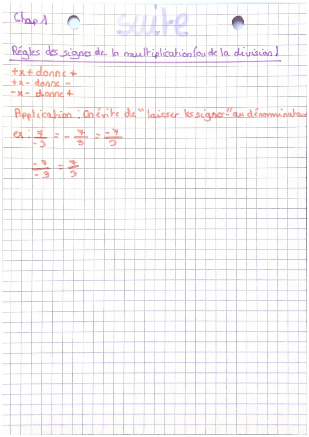 Chap 1 Chs •
maths
Calculer avec des nors rationnels :
I Additioner soustraction de fractions Imênne de sammi-
na keur t:
Pour additionner o