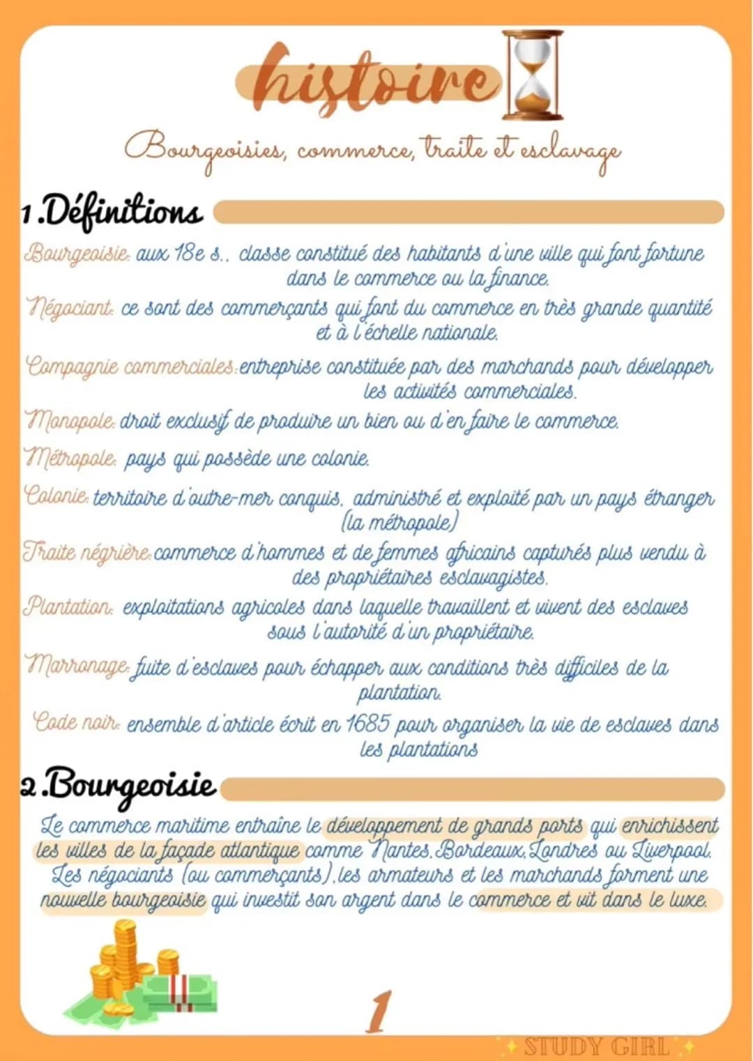 La bourgeoisie et le commerce au 18ème siècle : définition et schéma du commerce triangulaire