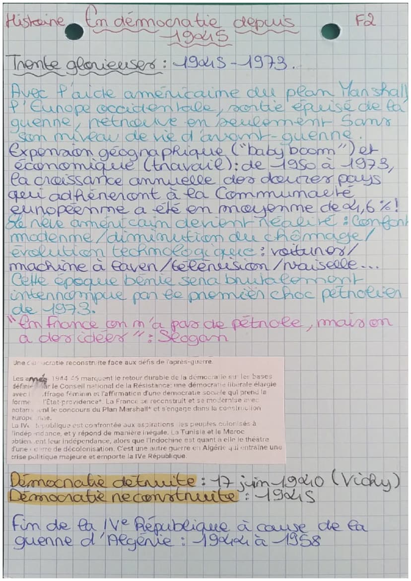 Histine En démocratie depuis
19245
Democratie: C'est lorsque les atoyens
F1
obtionment le Sufrage Universe";
ayant alous le chef de gouverme