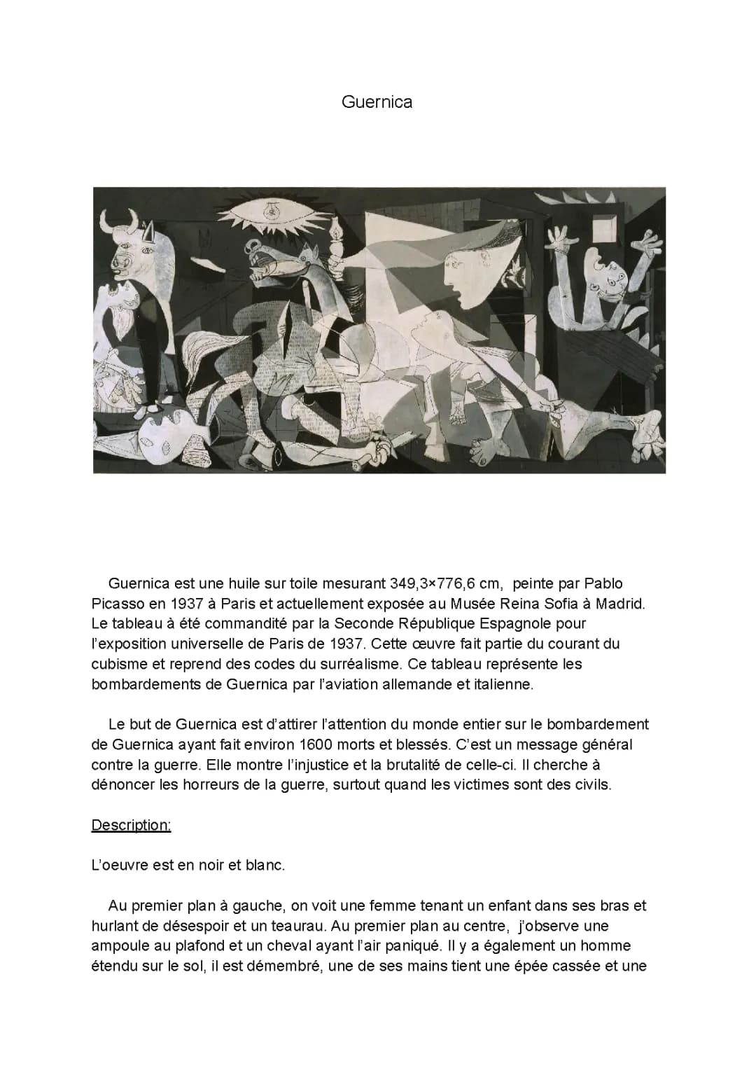 Découvre Guernica de Picasso : Analyse et Signification