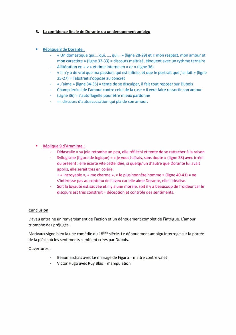 Lecture linéaire n°3 : Les Fausses confidences (ACTE 3, SCENE 12)
Introduction
Tout le monde sait que Dorante aime Araminte. Ils se retrouve