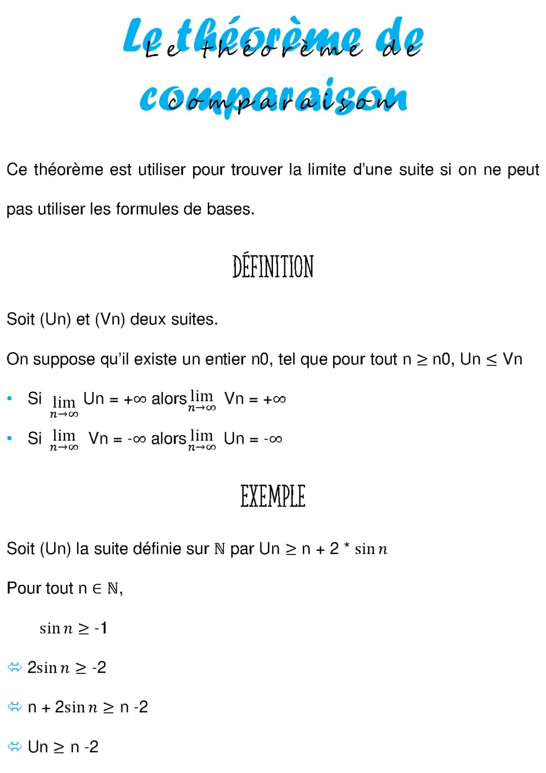 le théorème de comparaison 
