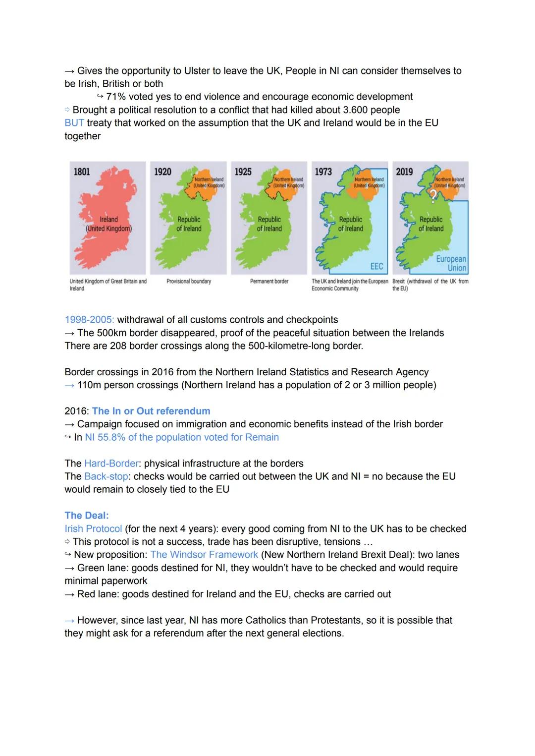 A crossborder area: the border between the UK and Ireland
Post-war period:
Catholics: they want to control their own local affairs, feel lik