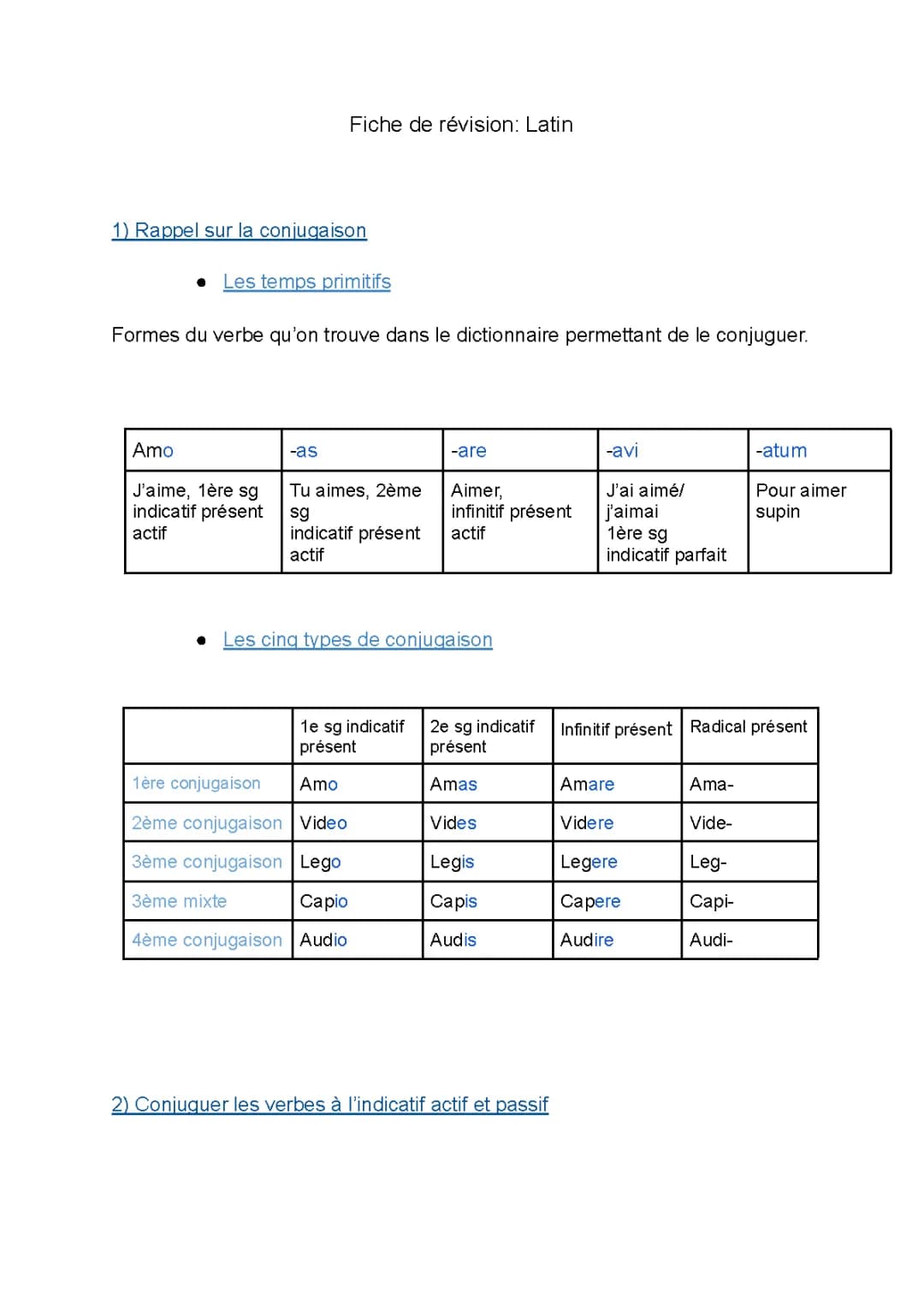 Le Super Guide: Les 5 Conjugaisons en Latin Tableau PDF