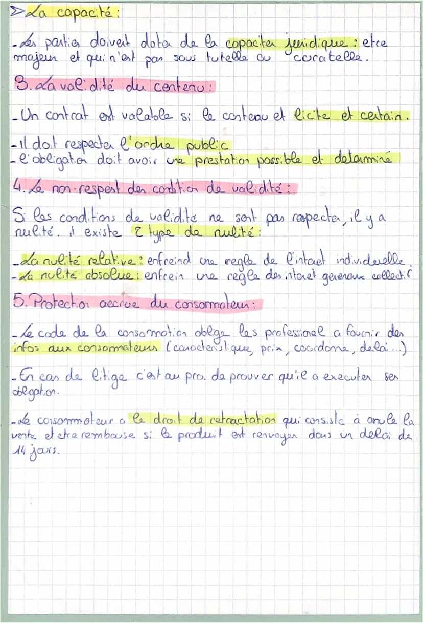 Droit
La formation du contrat.
1. Qualifier un contrat:
• Contrat : c'est un accord de volonté entre 2 ou plusiem panties.
Qui est destiné à