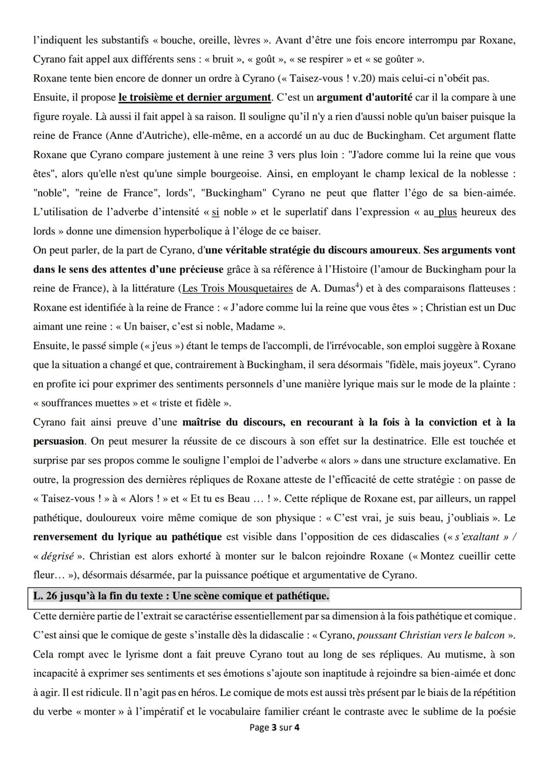 Objet d'étude 1/4 : Le théâtre du XVIIe au XXIe siècle/ Parcours associé : Théâtre et Stratagème
Explication linéaire La scène du balcon, E.