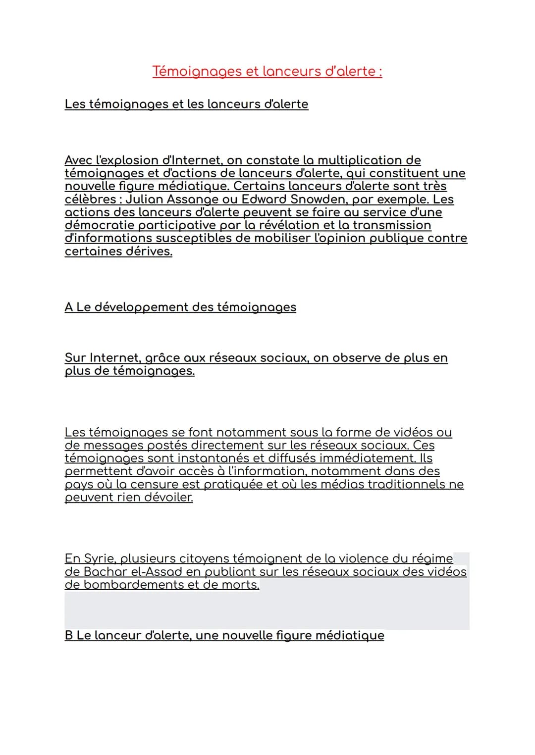 Témoignages et lanceurs d'alerte:
Les témoignages et les lanceurs d'alerte
Avec l'explosion d'Internet, on constate la multiplication de
tém