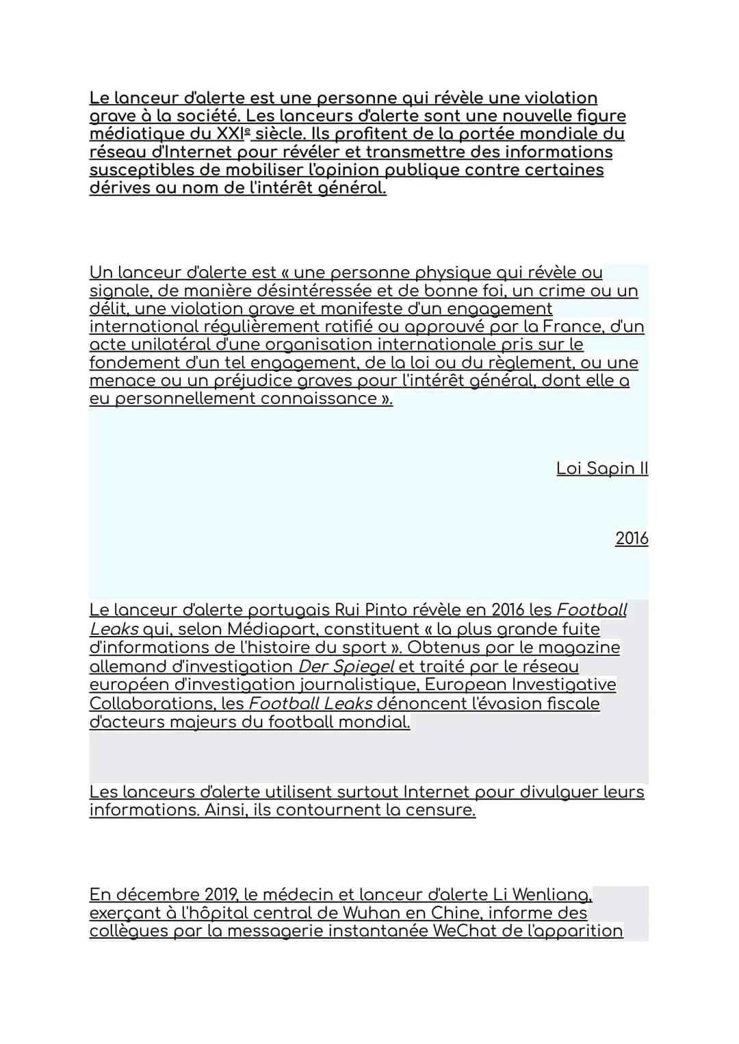 Témoignages et lanceurs d'alerte:
Les témoignages et les lanceurs d'alerte
Avec l'explosion d'Internet, on constate la multiplication de
tém