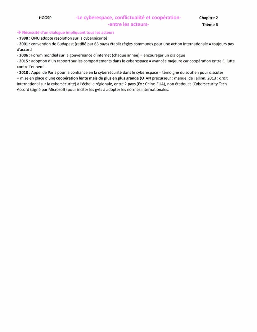 INTRO
HGGSP
-Le cyberespace, conflictualité et coopération-
-entre les acteurs-
Chapitre 2
Thème 6
I. LE CYBERESPACE: UN ENJEU MAJEUR DU MON