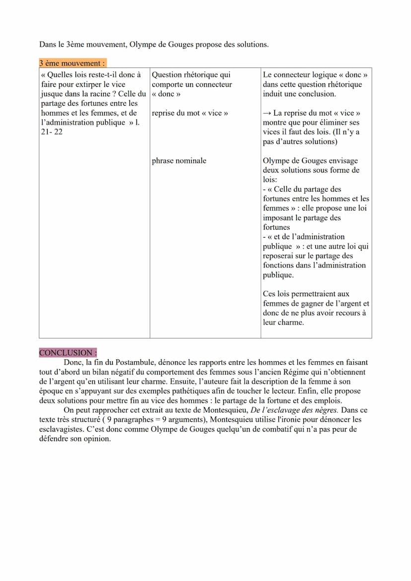 ÉTUDE LINÉAIRE N°3 extrait 2 du Postambule
Olympe de Gouges, La déclaration des droits de la femme et de la citoyenne, fin du Postambule :
<