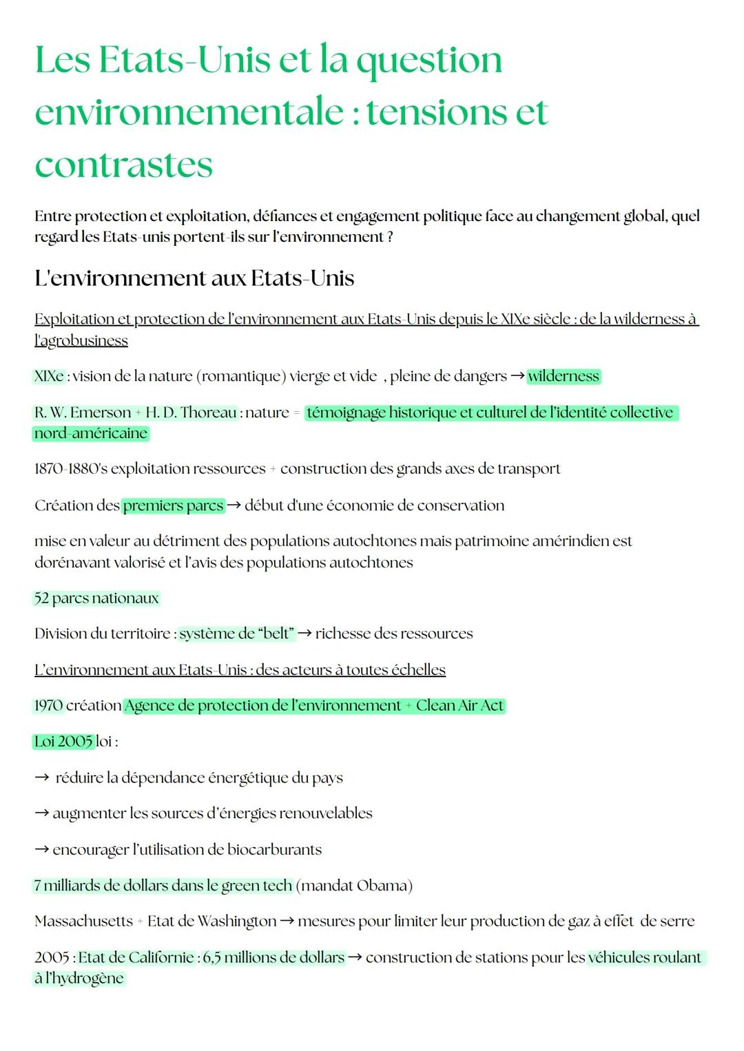 Les Etats-Unis et la question
environnementale: tensions et
contrastes
Entre protection et exploitation, défiances et engagement politique f